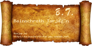 Beinschroth Tarján névjegykártya